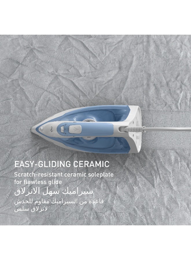 TEFAL Virtuo 30 | Steam Iron | 2000 W of Power | Efficient Ironing | Fast Heat-Up | Ceramic Soleplate | Anti-drip | Calm Blue | FV2C41G0 240 ml 2000 W FV2C41G0/ FV2C41 blue - Image 5