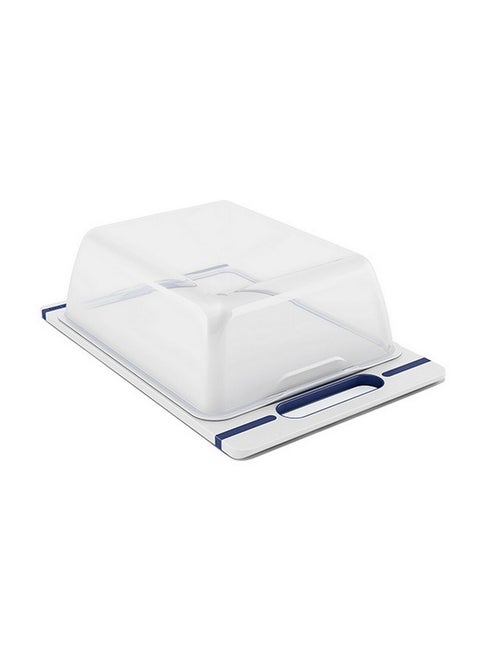 Italian Chef Top Line Cutting Board with Cover White and Blue 10.5 x 22 x 34 cm 51613