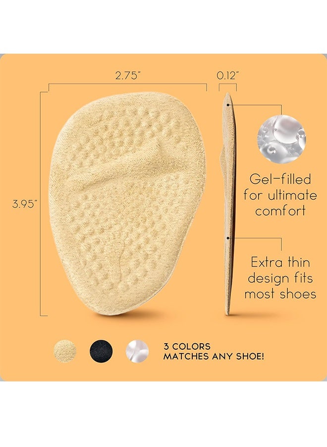 أوشن 2 أزواج وسائد القدم ، وسائد النساء ، إدراجات الكعب للنساء ، كرة وسائد القدم ، تخفيف الألم طوال اليوم والراحة حجم واحد يناسب إدراجات الأحذية للنساء (بيج) - Image 3