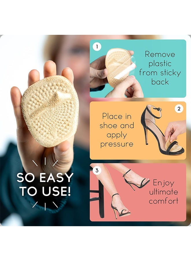 أوشن 2 أزواج وسائد القدم ، وسائد النساء ، إدراجات الكعب للنساء ، كرة وسائد القدم ، تخفيف الألم طوال اليوم والراحة حجم واحد يناسب إدراجات الأحذية للنساء (بيج) - Image 2