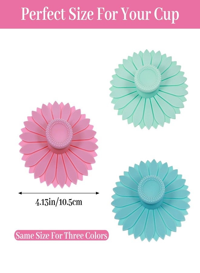 Thrymme 3 Pcs Silicone Cup Covers, Multicolored Sunflower Flexible Mug Covers for Hot Drinks, Coffee Cup Lids, Perfect for Tea Coffee Cups, Easy to Clean, Reusable, BPA-Free - Image 2