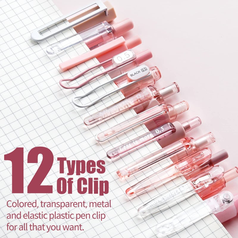 Four Candies Rose Series Gel Pens, Cute Writing Pens with Black & Pink Ink, 0.5 mm Smooth Fine Point, School Office Supplies Girly Stationery Aesthetic Desk Accessories for Women, Set of 12 - Image 5
