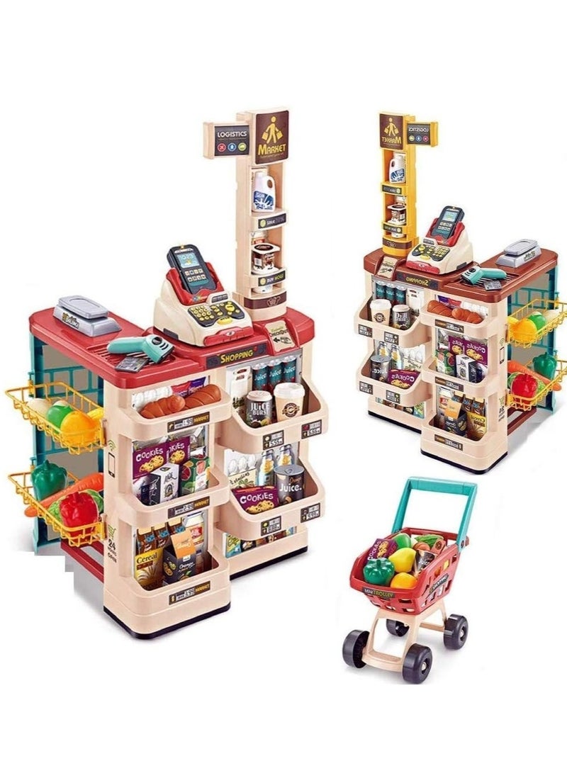 كيكو مجموعة سوبر ماركت منزلية جديدة مكونة من 48 قطعة للأطفال، مجموعة ألعاب سوبر ماركت للأولاد والبنات - Image 1