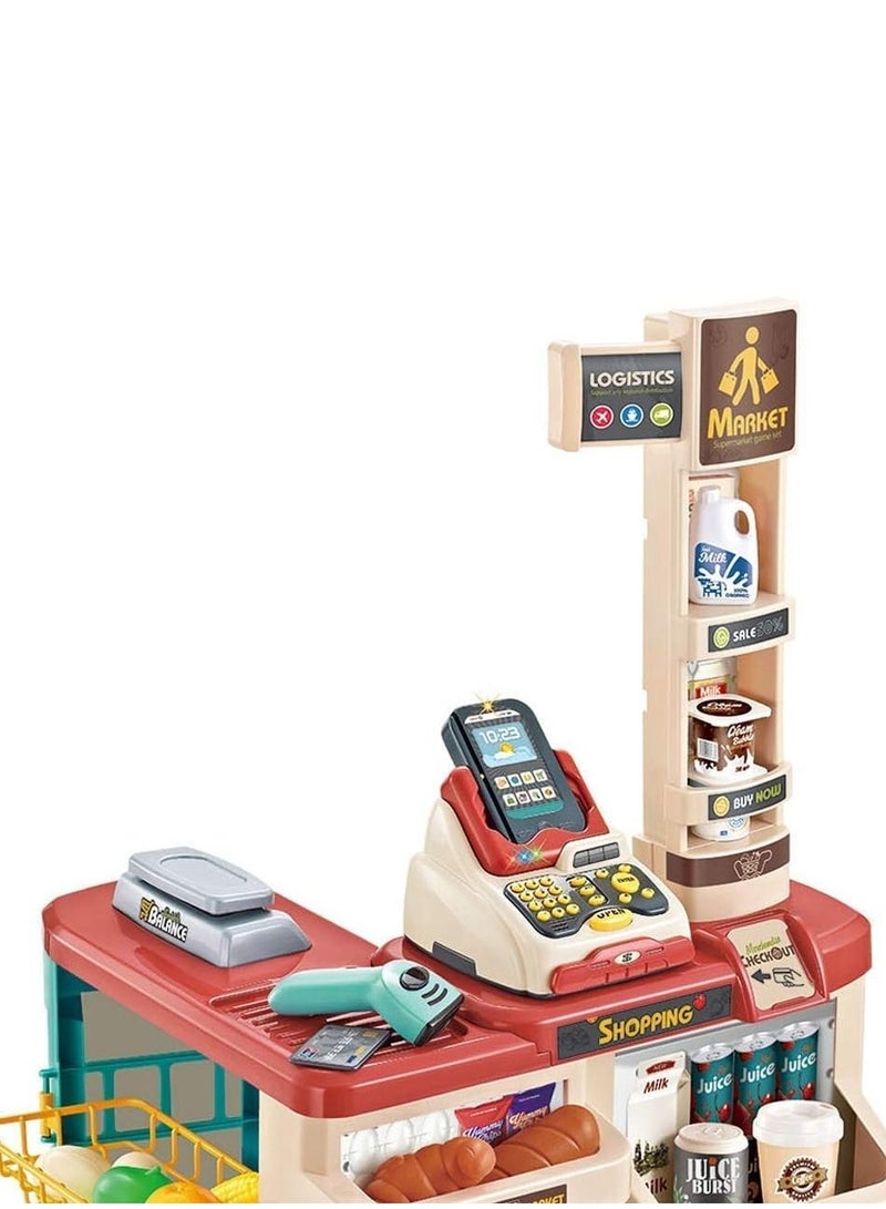 كيكو مجموعة سوبر ماركت منزلية جديدة مكونة من 48 قطعة للأطفال، مجموعة ألعاب سوبر ماركت للأولاد والبنات - Image 2