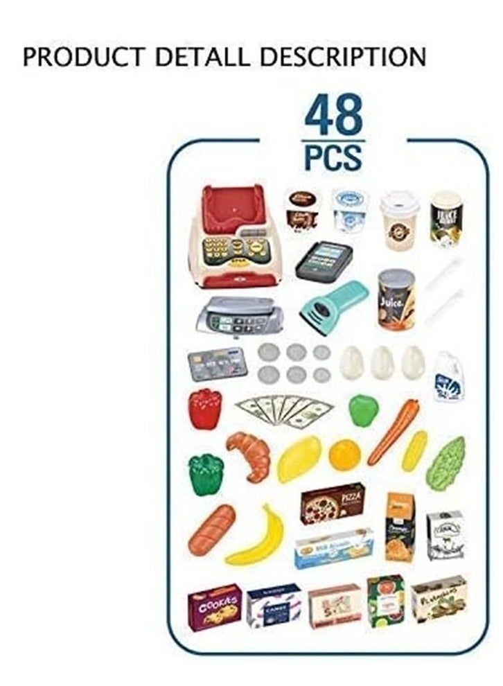 كيكو مجموعة سوبر ماركت منزلية جديدة مكونة من 48 قطعة للأطفال، مجموعة ألعاب سوبر ماركت للأولاد والبنات - Image 4