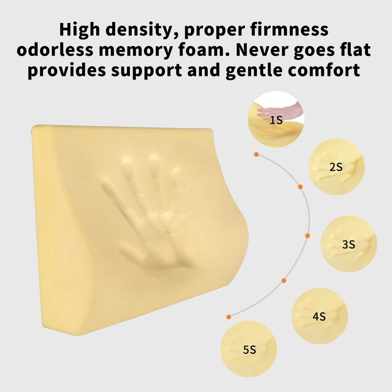 TISHIJIE Memory Foam Lumbar Support Pillow for Car - Lower Back Support Cushion for Driving, Back Pain Relief for Car Seat, Office Chair, Wheelchair (Gray) - Image 2