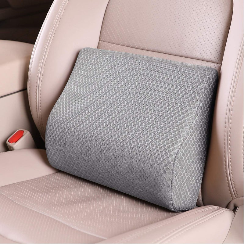 TISHIJIE Memory Foam Lumbar Support Pillow for Car - Lower Back Support Cushion for Driving, Back Pain Relief for Car Seat, Office Chair, Wheelchair (Gray) - Image 1