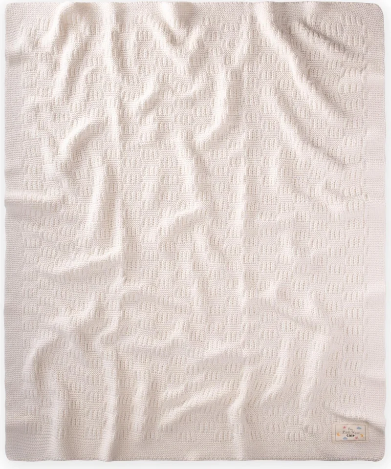 Cigit Perge Pattern Knitted Blanket 80X100CM Ecru
