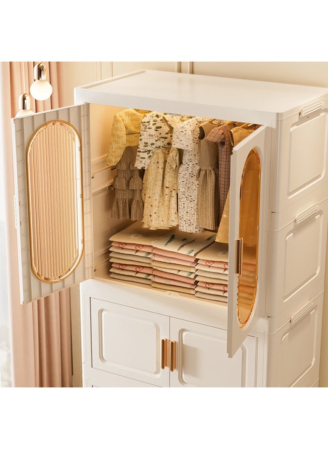 ATM Modern 4-Layer Multi-Purpose Storage Cabinet with Magnetic Doors and Wheels – 60x38x135 cm  - Image 4