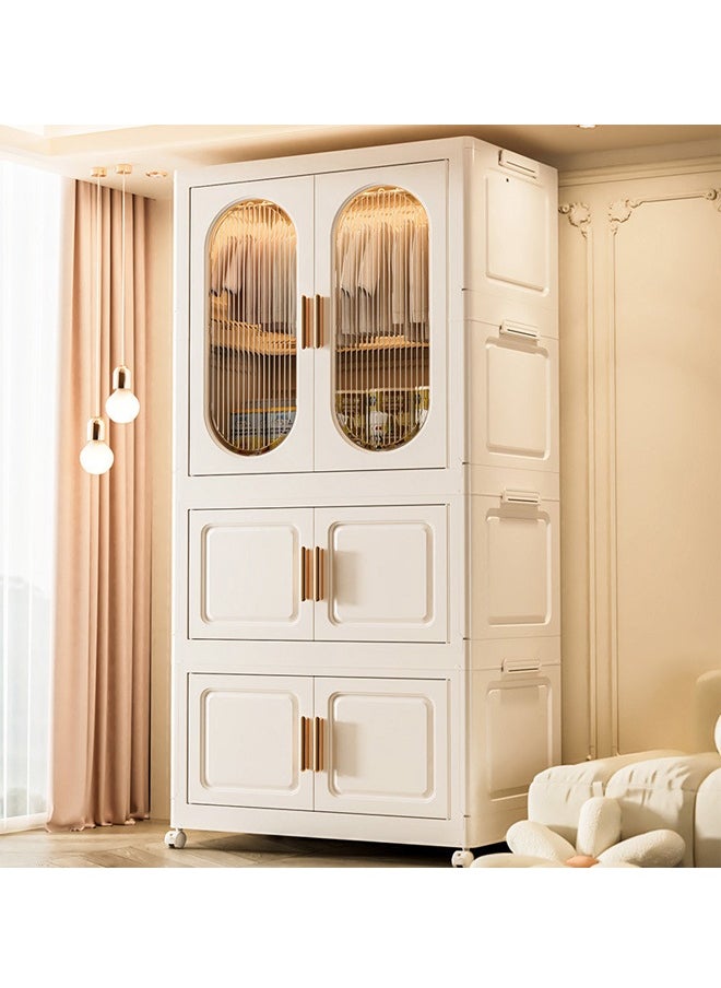 ATM Modern 4-Layer Multi-Purpose Storage Cabinet with Magnetic Doors and Wheels – 60x38x135 cm  - Image 2