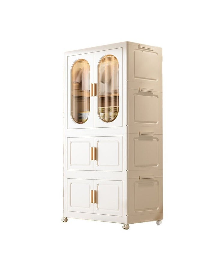 ATM Modern 4-Layer Multi-Purpose Storage Cabinet with Magnetic Doors and Wheels – 60x38x135 cm  - Image 1
