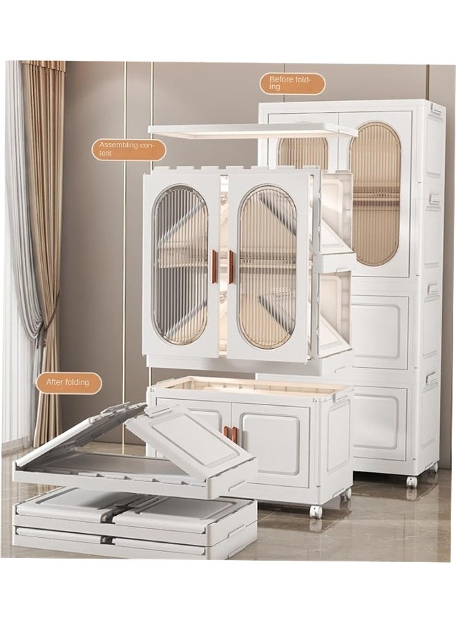 ATM Modern 4-Layer Multi-Purpose Storage Cabinet with Magnetic Doors and Wheels – 60x38x135 cm  - Image 5
