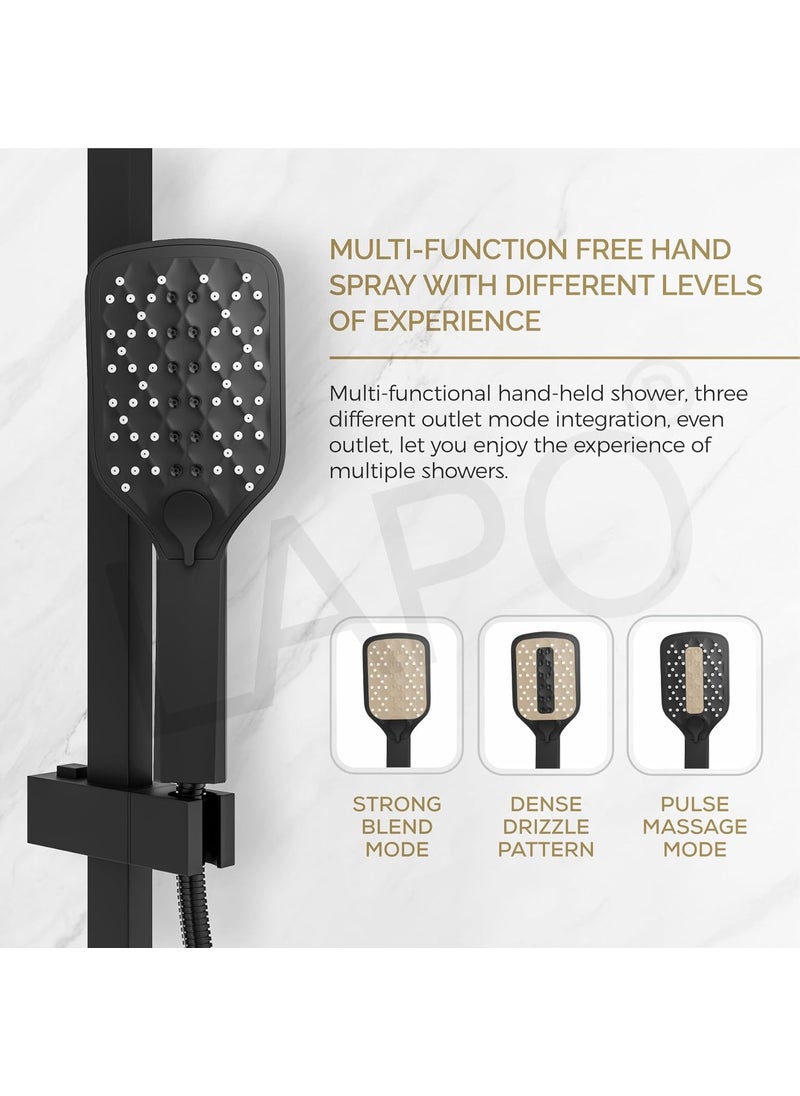 LAPO LAPO Shower Panel for Bathroom Solid Brass Shower Panel System All in One Shower Set with Overhead Shower Handheld Shower Jet Spray for Bathroom Black 1 Set  - Image 3