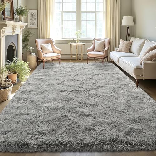 LOCHAS Ultra Soft Indoor Modern Area Rugs Fluffy Living Room Carpets for Children Bedroom Home Decor Nursery Rug 4x6 Feet, Gray - Image 3