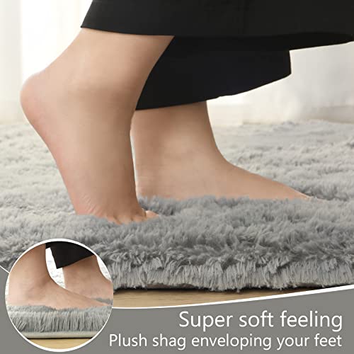 LOCHAS Ultra Soft Indoor Modern Area Rugs Fluffy Living Room Carpets for Children Bedroom Home Decor Nursery Rug 4x6 Feet, Gray - Image 5