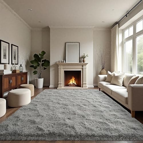 LOCHAS Ultra Soft Indoor Modern Area Rugs Fluffy Living Room Carpets for Children Bedroom Home Decor Nursery Rug 4x6 Feet, Gray - Image 4