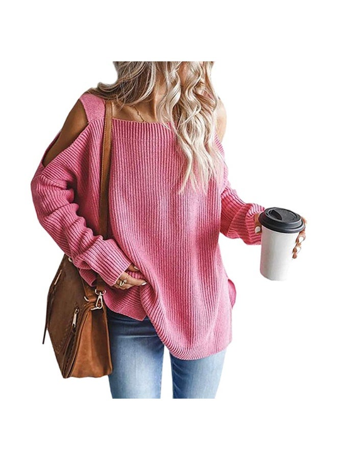 NIBEMINENT Autumn and Winter  Fashion Strap Long Sleeve Off-Shoulder Pullover Knitted Sweater Women - Image 4