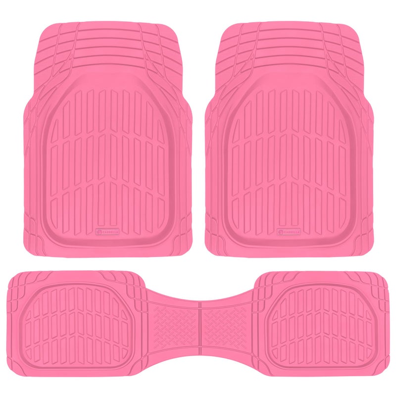 Carbella Popstar Pink Car Floor Mats - Universal Trim to Fit All Weather Champagne Pink Car Accessories - Girl Car Accessories for Women & Cute Car Mats for Women, Girly Car Decor, Truck, & SUV - Image 1