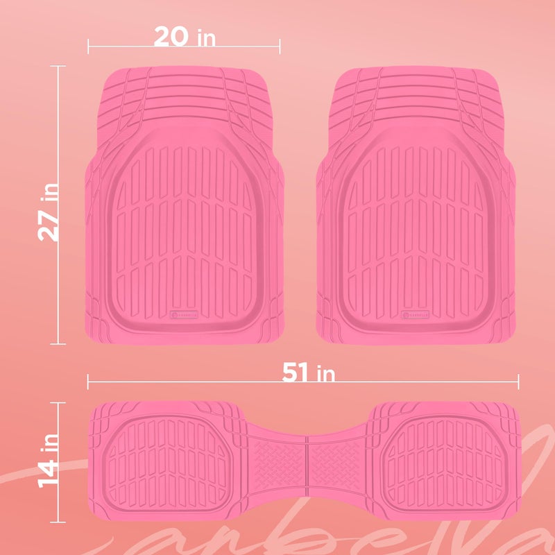 Carbella Popstar Pink Car Floor Mats - Universal Trim to Fit All Weather Champagne Pink Car Accessories - Girl Car Accessories for Women & Cute Car Mats for Women, Girly Car Decor, Truck, & SUV - Image 5