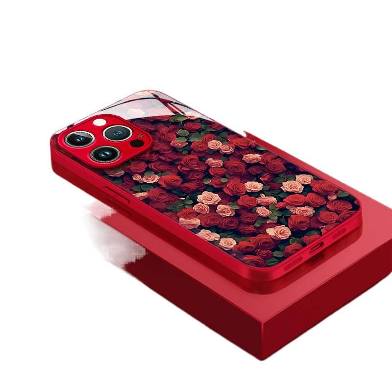 غطاء واقي | مقاوم للصدمات لـ iPhone 13 | Glass حماية من السقوط | Rose - Image 4