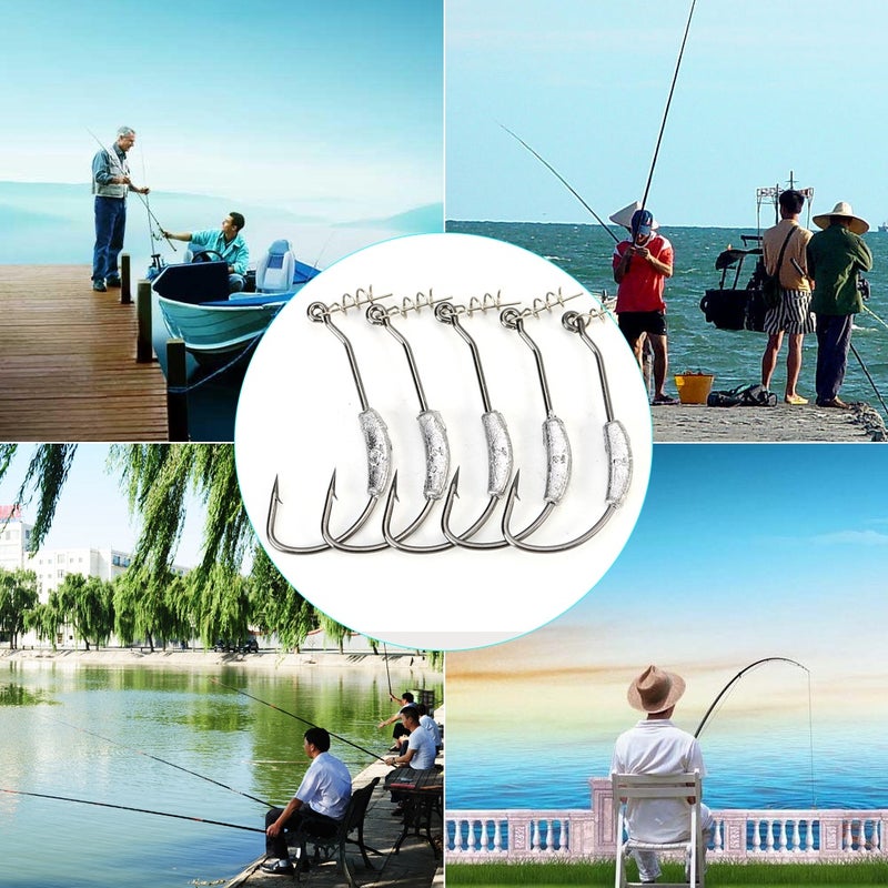 26pcs Barbed Sharp Fishing Bait Hooks with Weight Fishing Tackle Accessories - Image 2