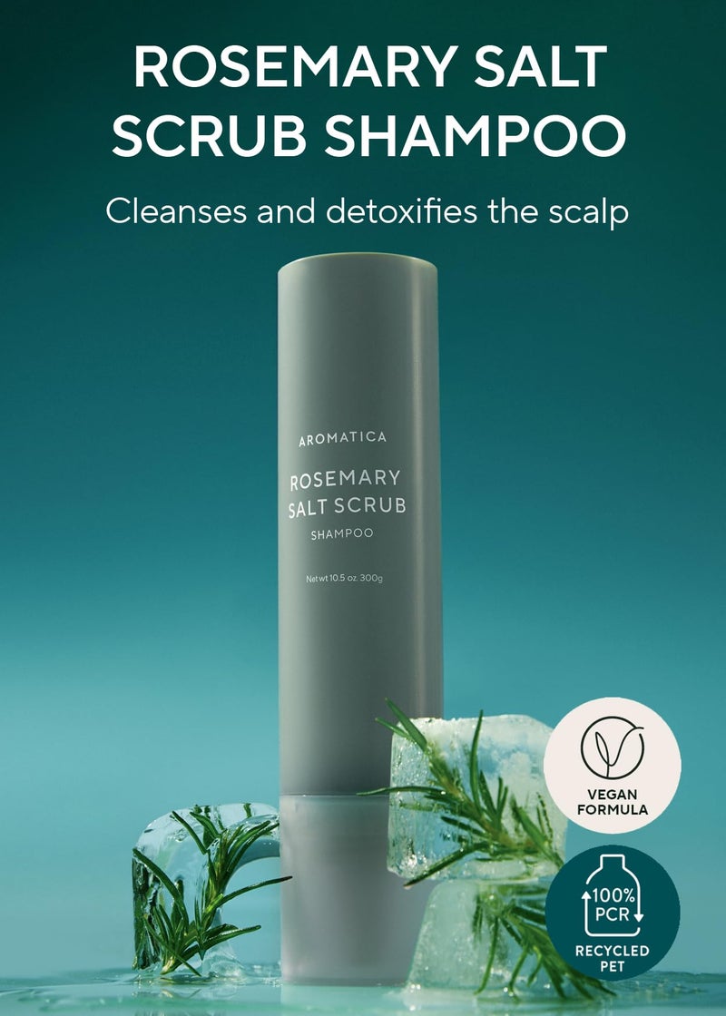 AROMATICA Rosemary Salt Scrub Shampoo - Hair Loss Korean Scalp Detox Shampoo with Rosemary Scalp Oil | Scalp Exfoliator with Salt Scrub for Oily Scalp | Sulfate Free, Silicone Free (10.5 oz / 300g) - Image 2