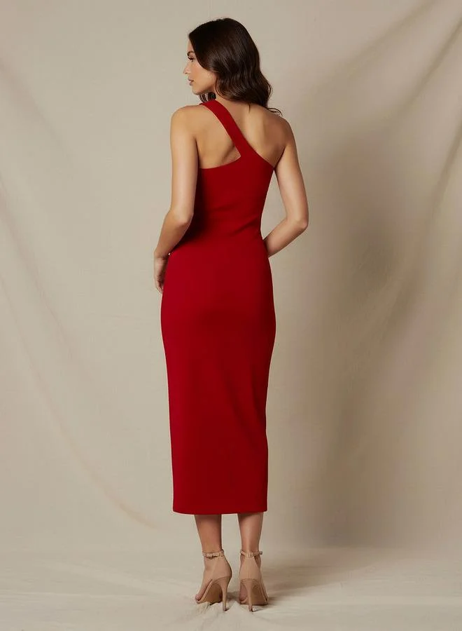 2Xtremz  2Xtremz One Shoulder Midi Bodycon Dress with Rivet Detail for Women | Best Price UAE