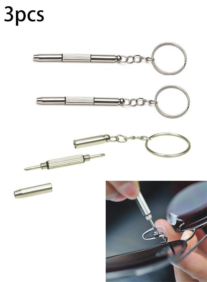 KANGLI 3 Pcs Multifunction 3 In 1 Mini Eyeglass Screwdriver with Key Chain Eyeglass Screwdriver - Image 1
