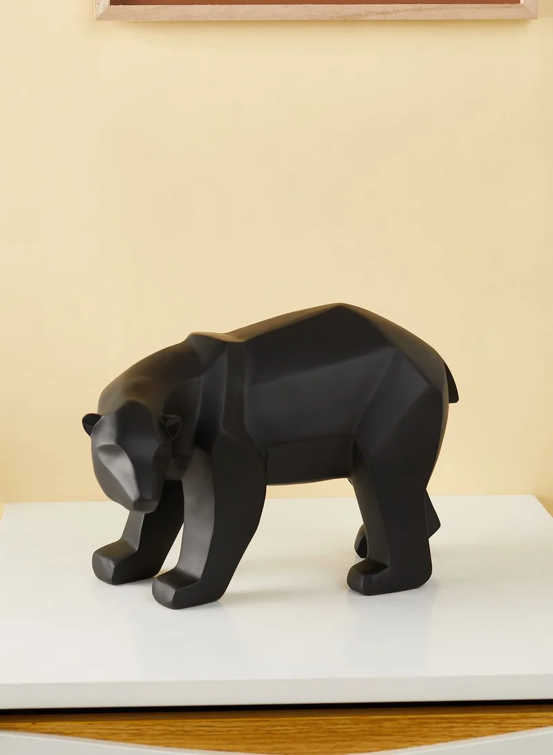 present time Matte Black Large Origami Bear Statue