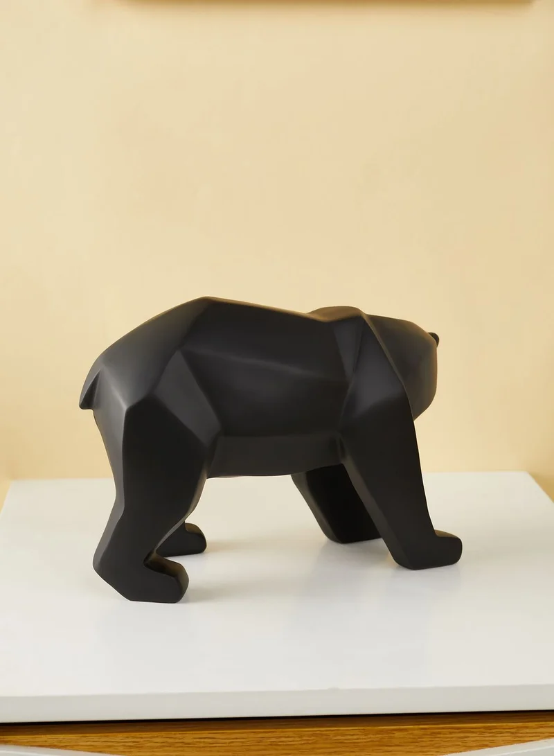 present time Matte Black Large Origami Bear Statue