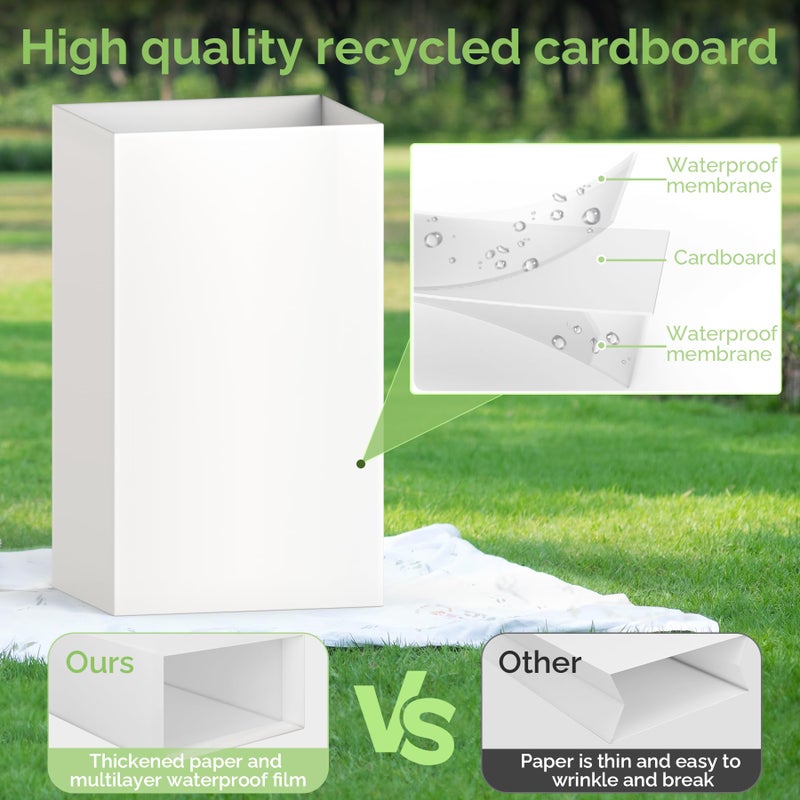 Magicheap 4 Pack Extra Large Disposable Trash Cans, Reusable Portable Garbage Can, 13 Gallon (21.6" H x 13.5" W x 10" D), Extra Thick Recycled Cardboard Portable Garbage Can and Recycling Bins,White - Image 4