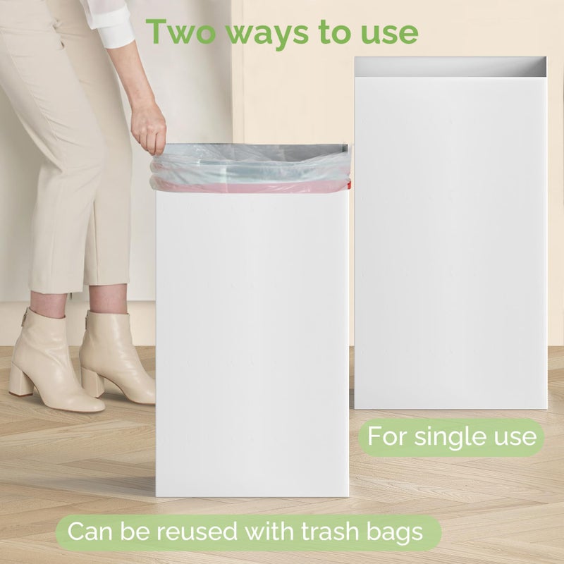 Magicheap 4 Pack Extra Large Disposable Trash Cans, Reusable Portable Garbage Can, 13 Gallon (21.6" H x 13.5" W x 10" D), Extra Thick Recycled Cardboard Portable Garbage Can and Recycling Bins,White - Image 5