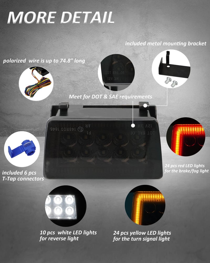 Bestview مجموعة مصابيح الضباب الخلفية LED 5 في 1 من بيست فيو متوافقة مع سوبارو WRX STI إمبريزا XV كروس تريك 2011-2021، تعمل كأضواء فرامل خلفية واحتياطية وإشارة انعطاف (عدسة دخانية) - Image 2