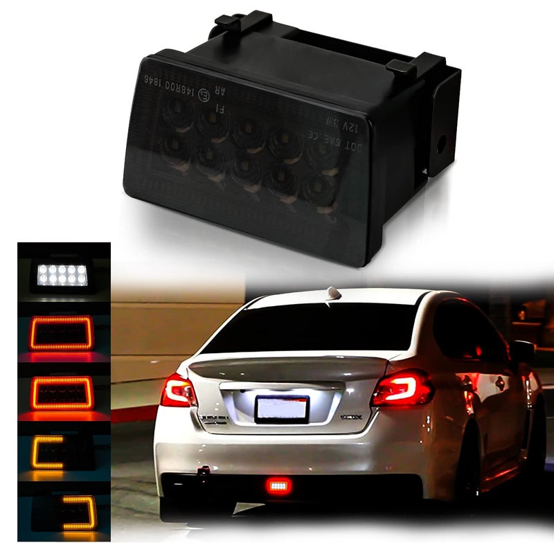 Bestview مجموعة مصابيح الضباب الخلفية LED 5 في 1 من بيست فيو متوافقة مع سوبارو WRX STI إمبريزا XV كروس تريك 2011-2021، تعمل كأضواء فرامل خلفية واحتياطية وإشارة انعطاف (عدسة دخانية) - Image 1