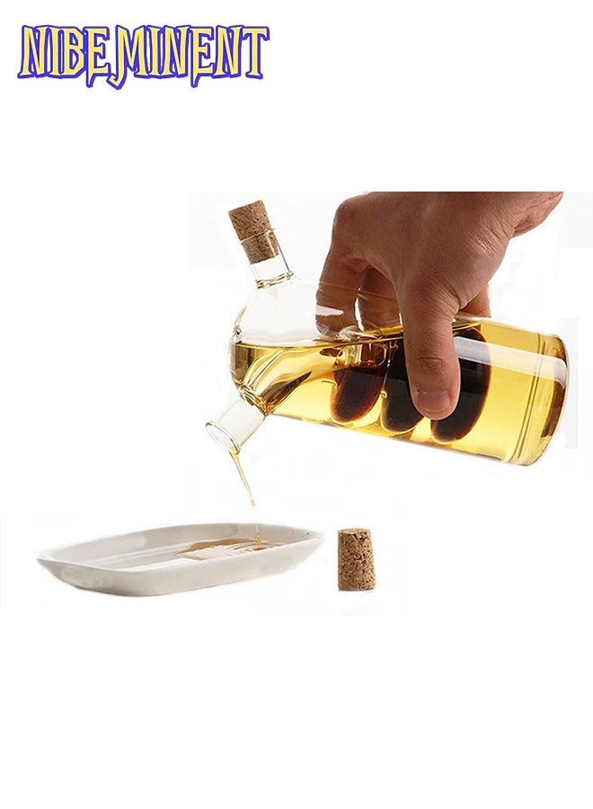 NIBEMINENT موزع زيت/خل مزدوج مقاوم للحرارة من الزجاج المصغر لتزيين المنزل على شكل مصباح زيت - Image 4