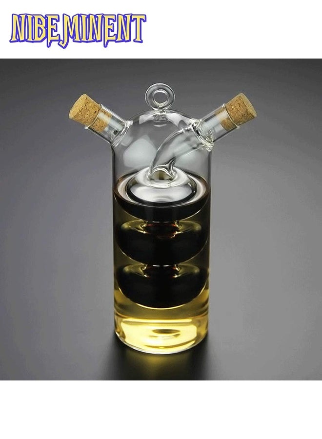 NIBEMINENT موزع زيت/خل مزدوج مقاوم للحرارة من الزجاج المصغر لتزيين المنزل على شكل مصباح زيت - Image 3