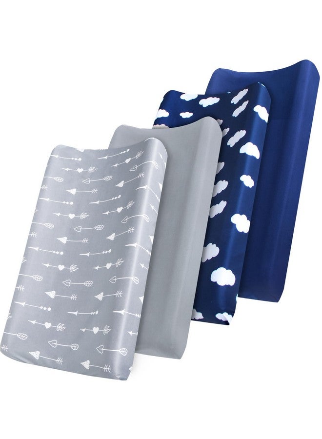 Biloban Changing Pad Cover Diaper Changing Pad Covers 4 Pack Fitted Baby Changing Table Sheets For 32''×16'' Change Table Pad Cradle & Bassinet Sheets For Boys & Girls Soft & Breathable - Image 1