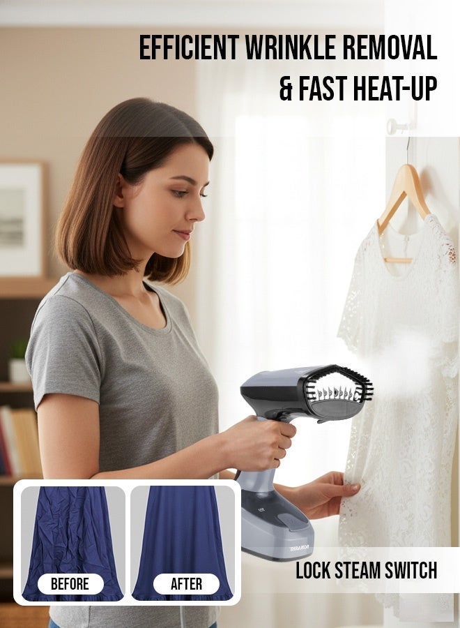 SONASHI Foldable Handheld Garment Steamer|1400W| 150 ML| Upto 25g/min Continuous Powerful Steam |Lock Steam Switch| Ultra Easy Wrinkle Remover| Travel-Friendly |Removable Fabric Brush |SGS-315N Grey 150 ml 1400 W SGS-315N grey - Image 3