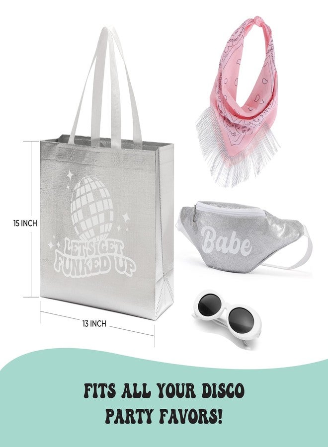 Pop Fizz Designs Set of 18 Last Disco Bachelorette Gift Bags - Iridescent 70s Theme Totes, Let's Get Funked Up Party Favors for Bridesmaids - Image 3
