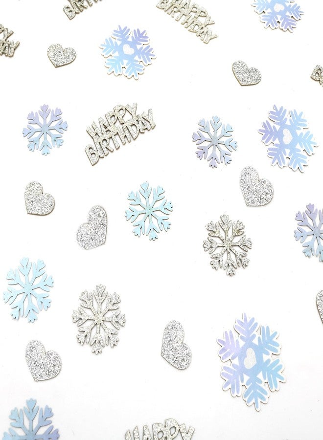 Blopee Blue Silver Purple Snowflake Happy Birthday Confetti for Table - 200PC Glitter Heart Snowflakes Table Scatters intend for Winter Wonderland Frozen Birthday Party Decorations - Image 5