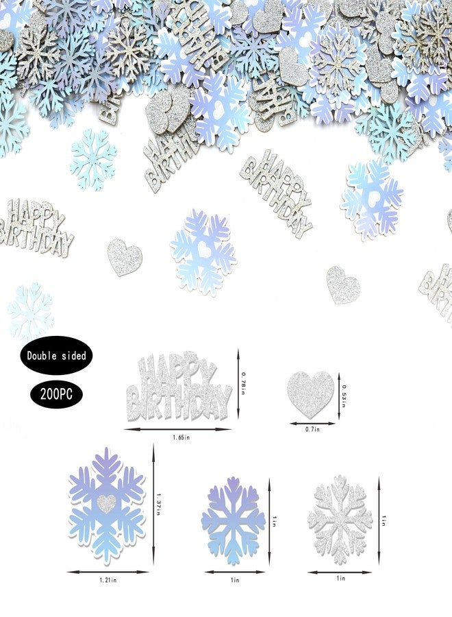 Blopee Blue Silver Purple Snowflake Happy Birthday Confetti for Table - 200PC Glitter Heart Snowflakes Table Scatters intend for Winter Wonderland Frozen Birthday Party Decorations - Image 3