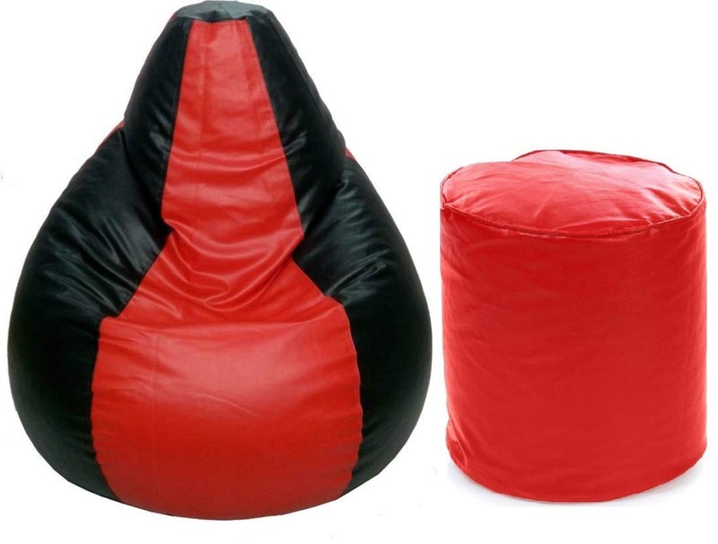 TRUE 2 F XXL Teardrop Bean Bag Cover Foot Stool Only Without Beans RedBlack XXL - Image 1