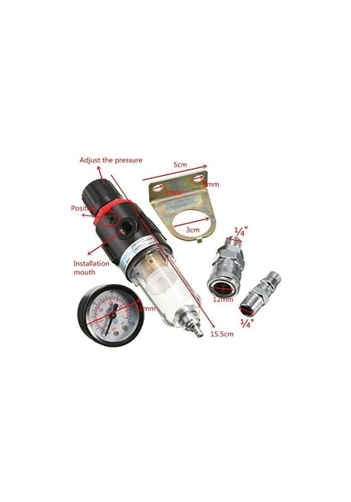 AQ AQSON مجموعة أدوات فاصل مياه فلتر ضاغط الهواء AQSON 1/4'' مع مقياس منظم - Image 5