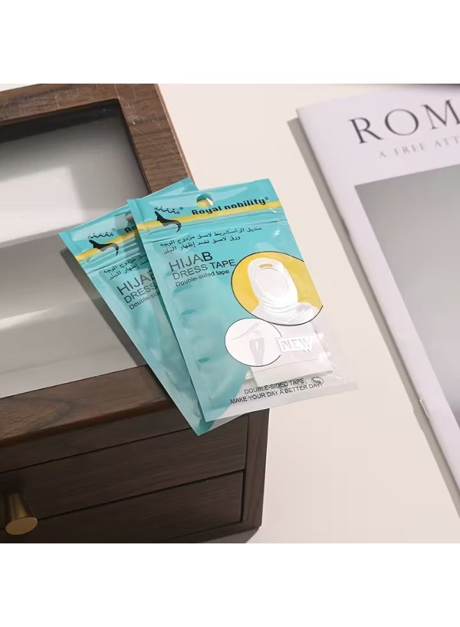 شريط لاصق مزدوج الوجه للملابس والحجاب، شفاف غير مرئي، مثبت لاصق للفساتين والوشاح ضد إظهار الجلد، اشرطة لاصقة طبية آمنة للبشرة، لاصق قماش فوري لتثبيت حواف الملابس وفتحات الصدر، حل سحري لثبات الوشاح والحفاظ على الحشمة، 72 قطعة لاصقة عملية وسهلة الاستخدام، اشرطة لاصقة قوية لا تترك أثراً. - Image 5