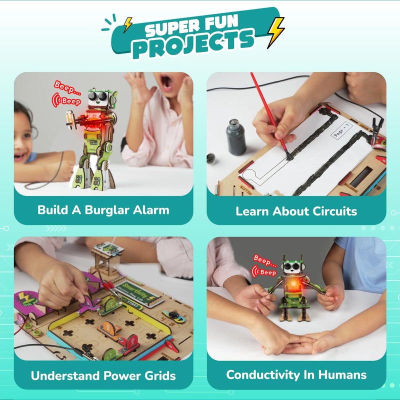 Smartivity طقم الكهرباء للأطفال من 8-14 سنة | 8+ تجارب دوائر وروبوت كهربائي DIY مع ضوء وصوت | طقم مشروع علمي | هدية عيد ميلاد للأولاد والبنات من 8-9-10-11-12-13-14 سنة - Image 3