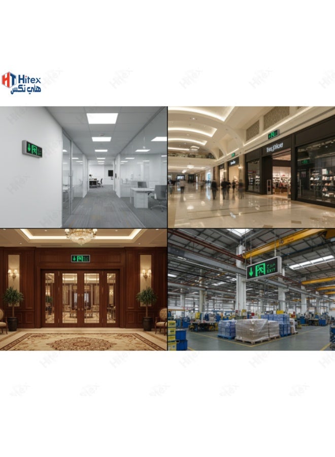 Hitex Giffex Led Emergency Exit Sign Luminaire – Fire Emergency Evacuation Light, Wall/Ceiling Mount, Built-In 2-Hour Battery Backup, AC 220–240V, Long-Life LED (DOWN ARROW) - Image 2