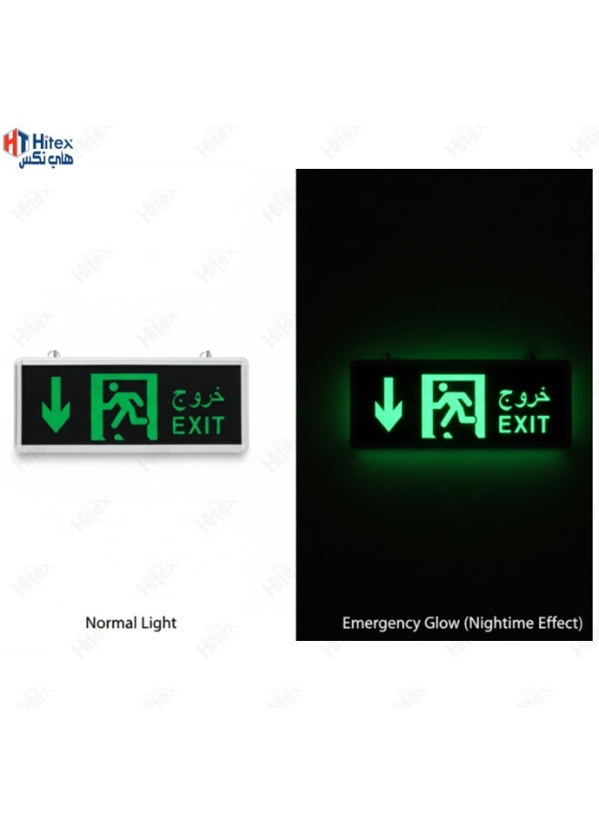 Hitex Giffex Led Emergency Exit Sign Luminaire – Fire Emergency Evacuation Light, Wall/Ceiling Mount, Built-In 2-Hour Battery Backup, AC 220–240V, Long-Life LED (DOWN ARROW) - Image 4