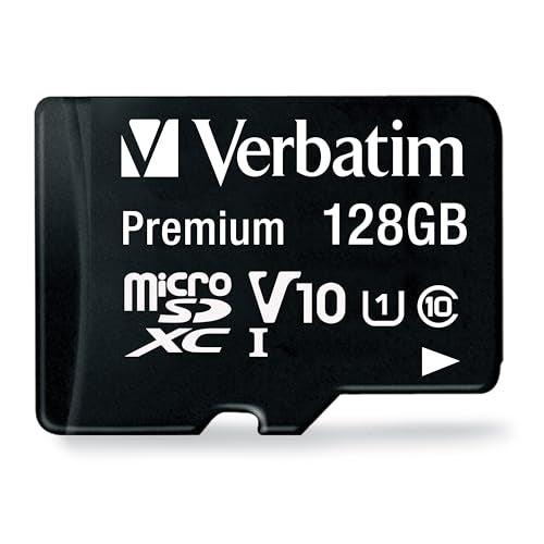 Verbatim 128GB Premium microSDXC Memory Card with Adapter UHS-I V10 Class 10 Supports Full HD (1080p) U1 Speed Rated Up to 90MB/s Read Speed - Image 1