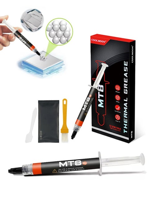 High-Performance Thermal Paste 12.8W/m·K 4g Thermal Grease Safe Non-Conductive Thermal Compound - Nano Particles, 5-Year Lifespan, Easy to Apply for Gaming PCs & Overclocking