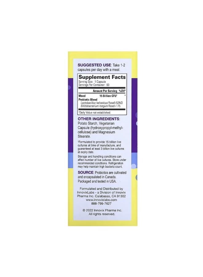 إنوفيكس لابس Mood Probiotic Mood Support Supplement 60 Capsules - Image 2